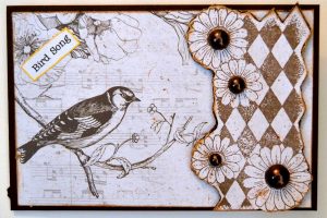 Nature Journal Page entitled "Bird Song" using floral stamps