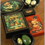 A GROUP OF FOUR RUSSIAN PAINTED LACQUER BOXES