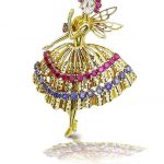 A diamond, ruby, sapphire and emerald "dancer" brooch, by Van Cleef & Arpels, circa 1945