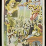 Colour lithograph of a poster advertising a touring production of 'The Fair One with Golden Locks'
