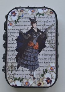 Halloween Altered Tin Bat Witch Lady