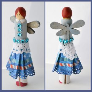 Peg Doll decorated with Stamperia Patchwork paper