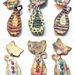 Set of three cat altered paper clips / bookmarks