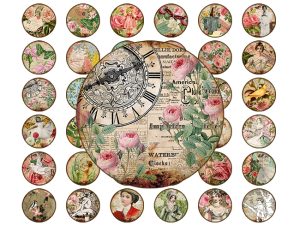 Shabby Chic Circles for Jewelry Making or ATC's